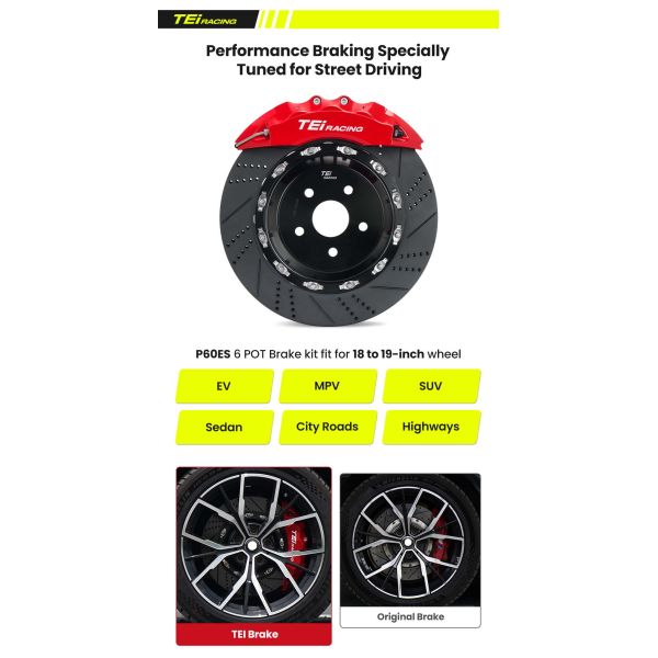 TEI P60ES étrier de frein avant 18/19 pouces Disque de frein 6 Pot Grand Kit de frein pour BMW Série 5 F10 E60 E39 E34 G60
