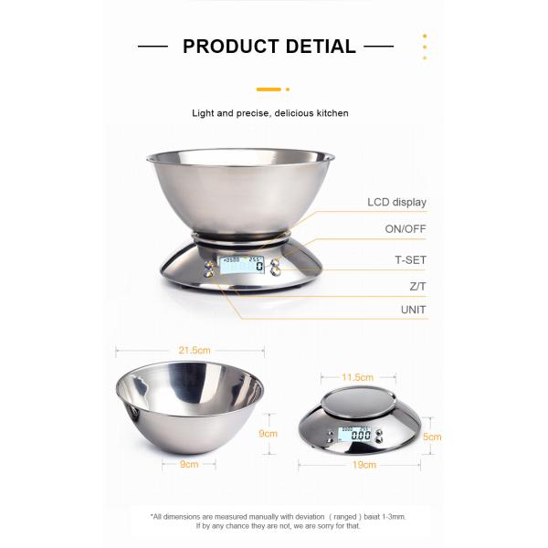 All-Season Digital Food Scale Stainless Steel Kitchen Scale with Bowl and Accurate Weight Measuring Capability