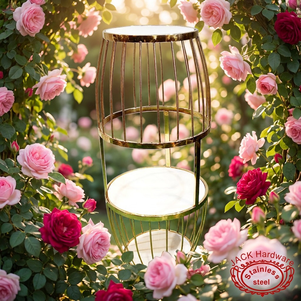 WENDING Gold Birdcage Double-Tier Gourd Wedding Display Stand – Cake & Floral Centrepiece