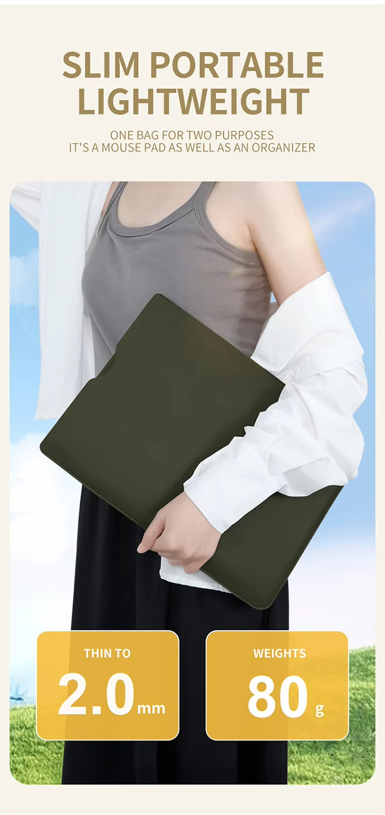 For Laudtec 13 Inch Laptop Sleeve Lightweight PU Leather Carrying Bag with Multiple Functions & Mouse Pad Custom Logo DNB57 Wholesale OEM/ODM/Private Label