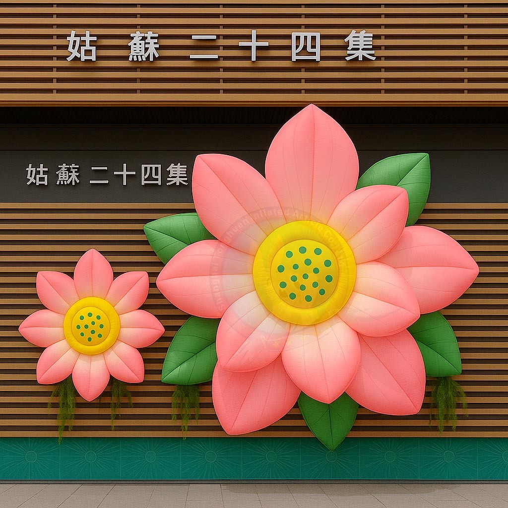 Inflatable Lotus Flower Decoration Lights Waterproof PVC Tarpaulin Custom Logo Printed Weather Resistant Event Wedding Stage