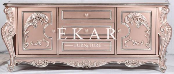 Classic Wood Carved Cabinet Solid Wood Antique Gold Luxury Tv Stand