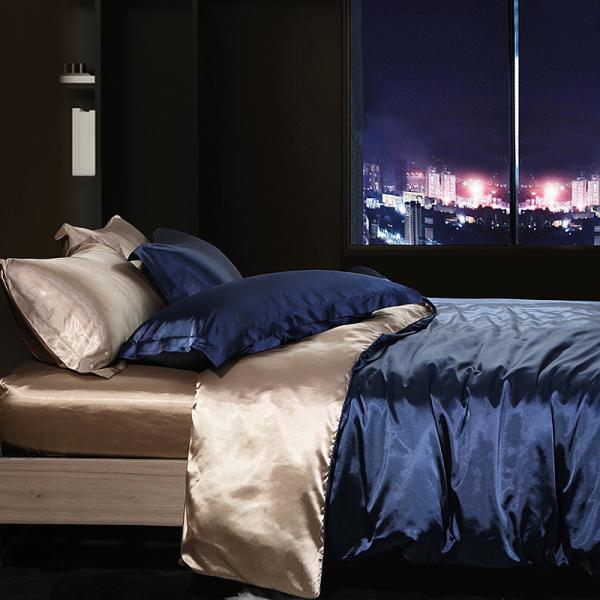 Full Size 4 Pcs 19mm Nordic Pure Mulberry Silk Bedding Set Customized