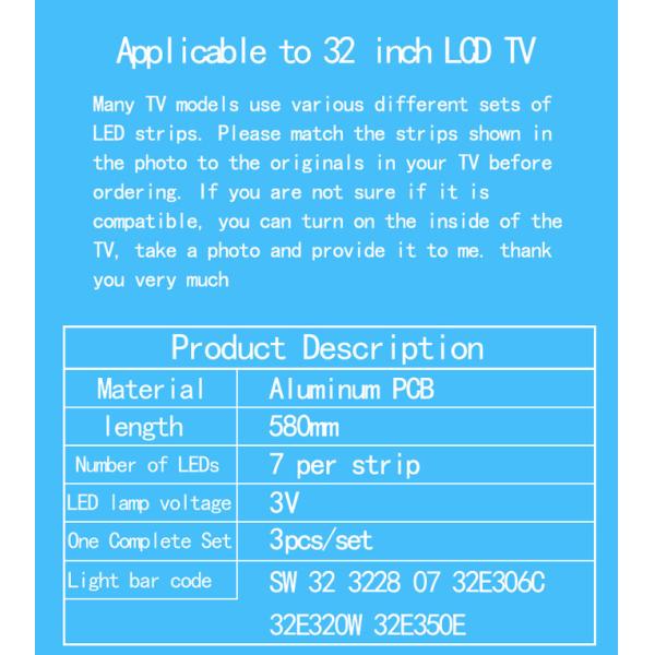 580 мм Skyworth Заднего света 32E306C 32E320W 32E350E SW 32 3228 07