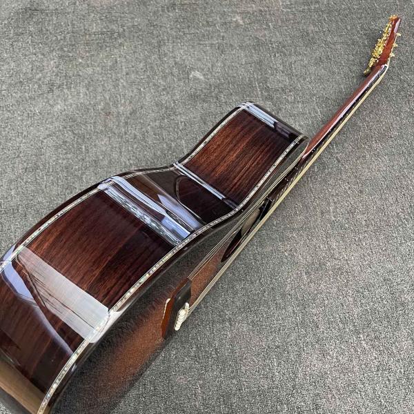 Custom OOO Body 39 inch abalone binding sunburst color solid rosewood back side acoustic guitar accept guitar bass OEM