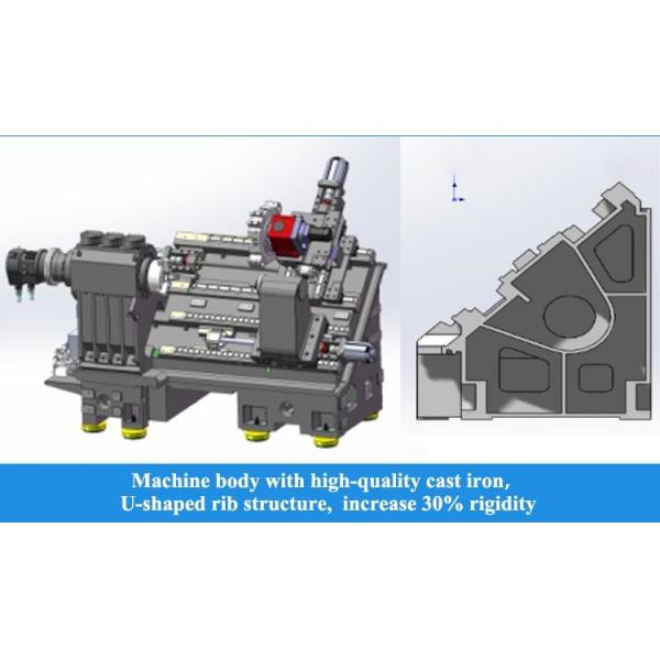 Precision CNC Lathe Large Span Spindle HTC40Q BMT55 Power Turret Slant Bed CNC Lathe With Y Axis Bar Feeder
