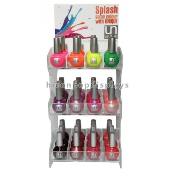 3 - Step Cosmetic Retail Displays Transparent Acrylic Nail Polish Display Rack