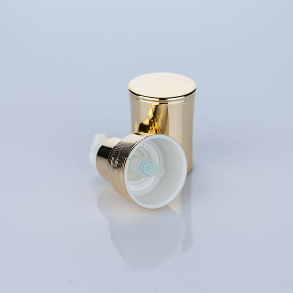 18/400 Fondation en aluminium électroplaquée blanche et dorée pompe à tête crème pompe vert bouteille pour soins personnels et cosmétiques