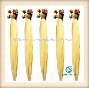 Hand tied weaviing Brazilian 5A virgin remy hair, 613#color straight hair extension weaves