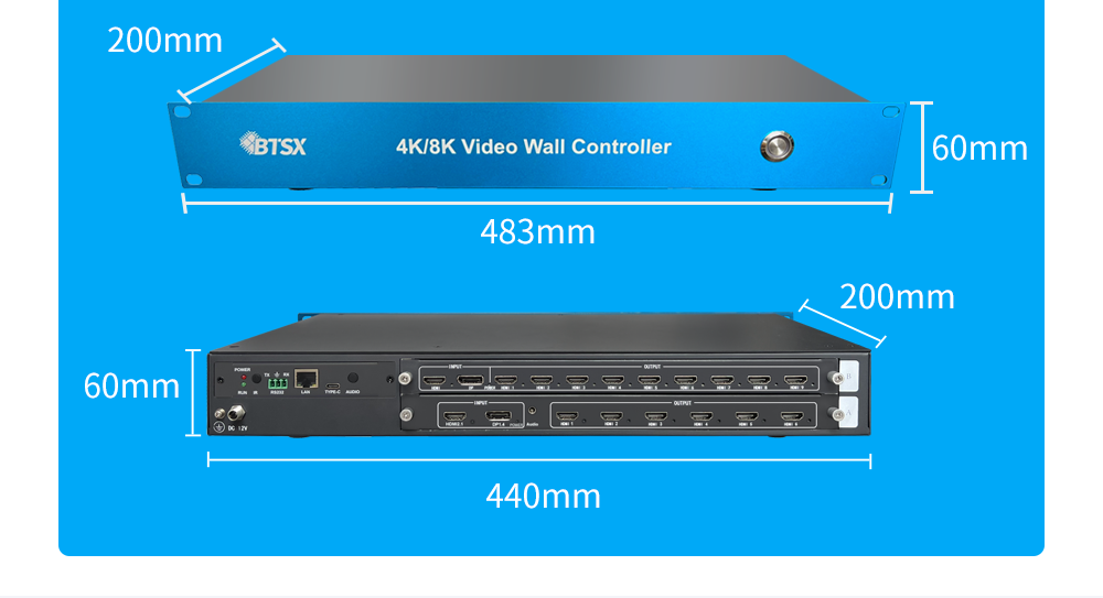 Industrial Grade 8K60 Video Wall Controller with FPGA Real-Time Hardware and 15xHDMI Output for Large Screen Display Wall