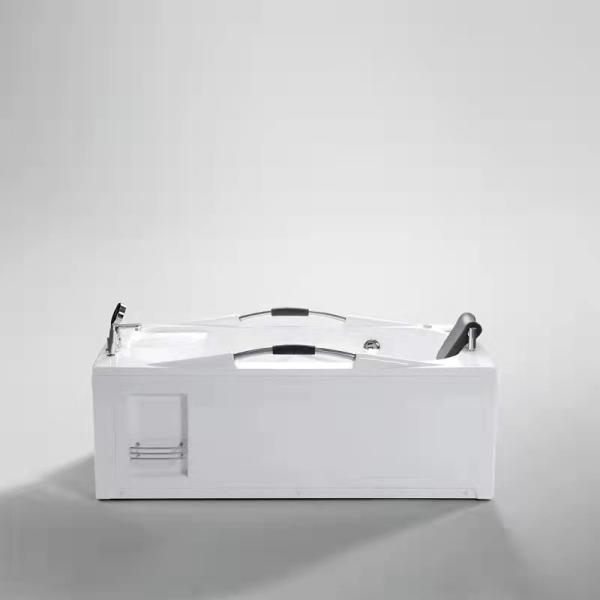 Rectangular Acrylic Whirlpool Massage Bathtub with Handles and Headrest from Customized