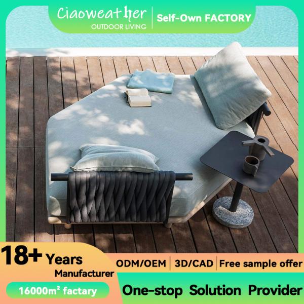 General Outdoor Furniture Balcony Patio Furniture Rope Sun Bed with Waterproof Upholstery Cushion in Customized Color