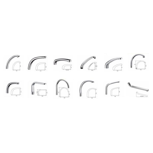 Millior Polished Chrome Faucet Spout 370mm Length Brass Nut Screw Plastic Aerator