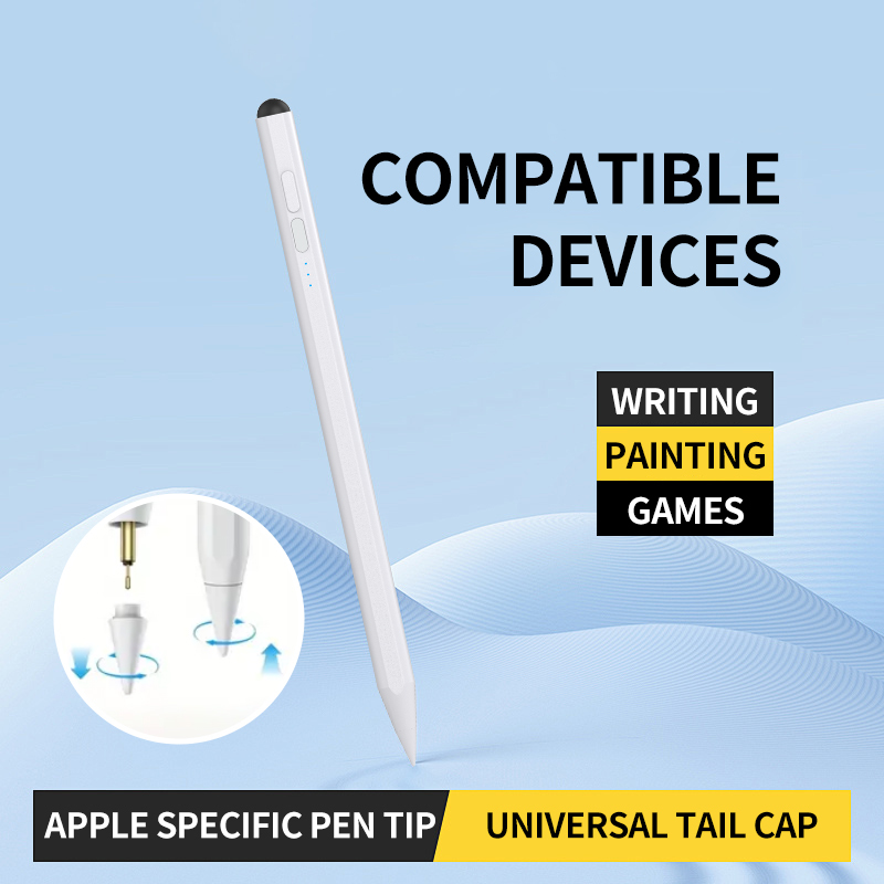 Factory Direct Dual Tip iPad Stylus Active Passive 4D Tilt Pen, Palm Rejection Apple Nib, Type-C Fast Charge Magnetic 