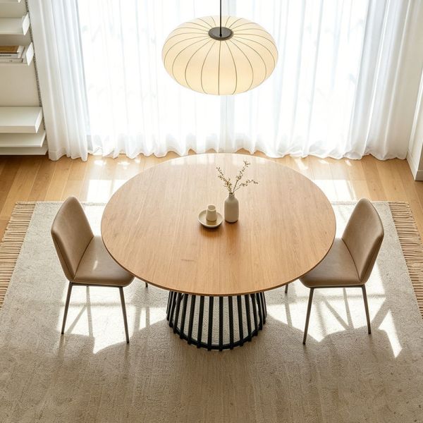 Minimalist Style Rectangle Live Edge Dining Table Metal Base Dining Room Furniture Wooden Modern Dining Table Set 6 Seater