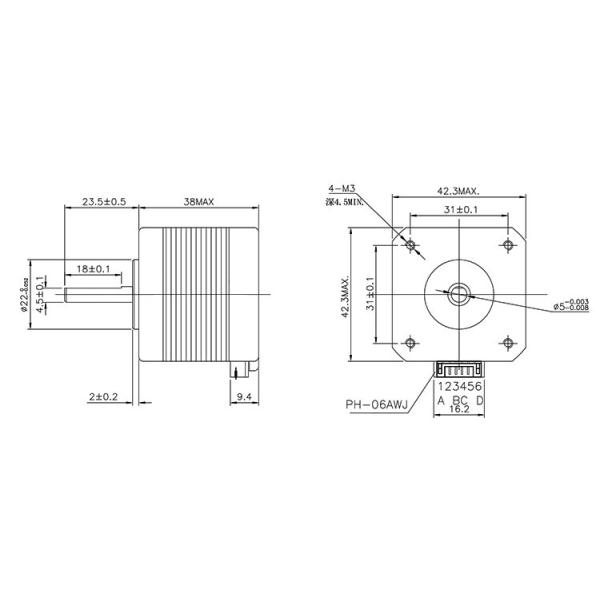 4 DC 3,6 v 1.5A вращающего момента Stepper мотора Nema 17 руководства для CNC XYZ