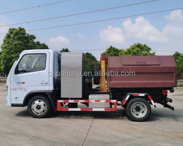Pure Electric Self-Handling Garbage Truck with Hook Lift and Compactor Container Energy Type