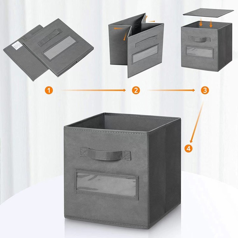 Simple Non-Woven Folding Storage Box with Lidless Organizer for Home Business Card Toy Layer File Storage Cabinet Box Storage