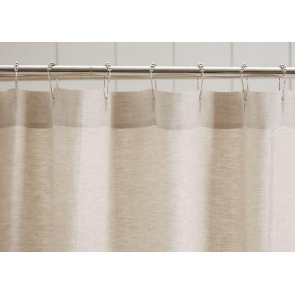 Customized Pure Linen Ruffle Shower Curtain HandMade White / Gray / Flax