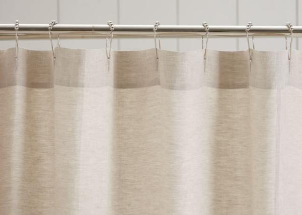 Customized Pure Linen Ruffle Shower Curtain HandMade White / Gray / Flax