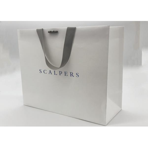 Corporate Retail Branded Carrier Bags With Own Logo , Branded Paper Bags with button closer