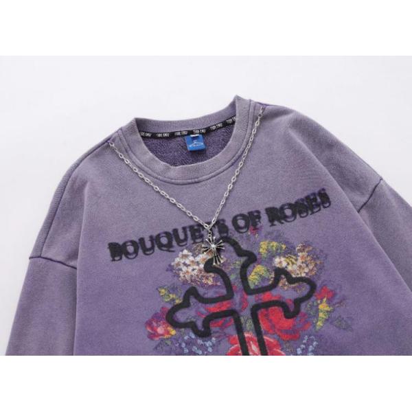 Фуфайка Терри длинного рукава ожерелья людей производителя одежды небольшого количества французская с винтажным мытьем