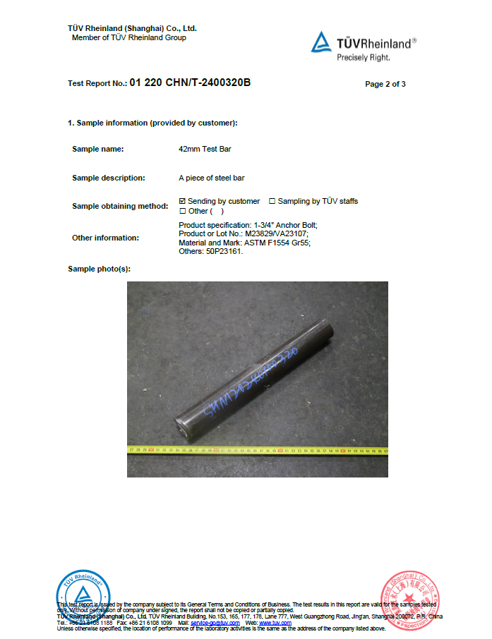 ASTM F1554 Grade 55 Anchor Rods 3/4''–2 for Utility Pole Foundations