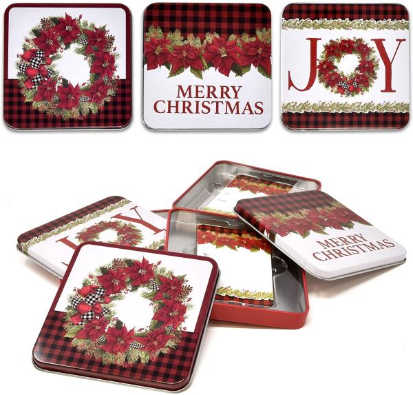 Christmas Gift Card Tin Gift Box Storage Container With Lids Gifts Wrap