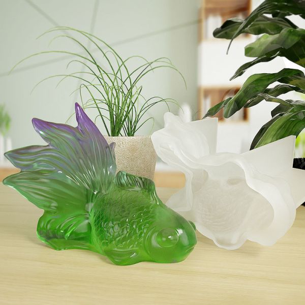 DIY crystal dropper 3D koi fish mold, goldfish ornament design, cake decoration silicone mold