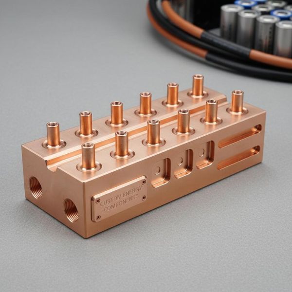 CNC Machined Copper Energy Storage Busbar Connector - Custom Battery System Components