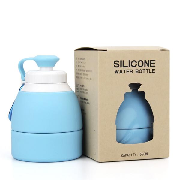 Bouteilles pliantes en silicone, résistantes aux fuites, réutilisables 580 ml