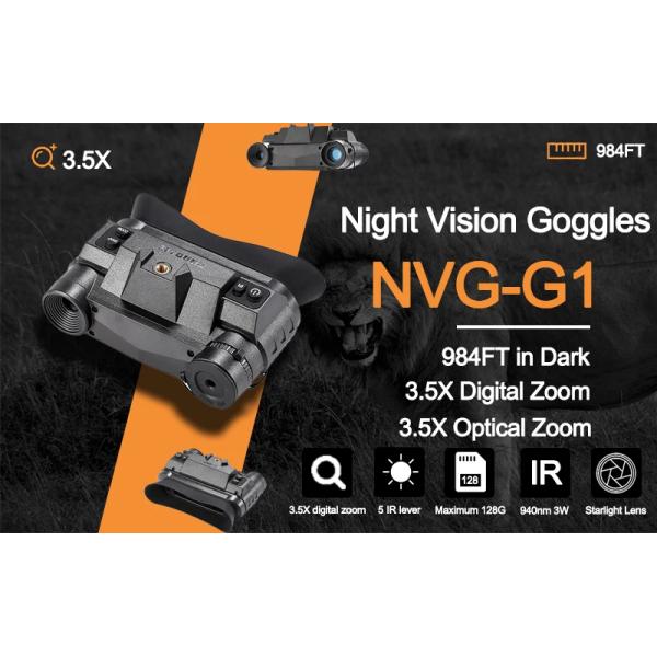 NVG-G1 3.5X Optical Head Mounted Night Vision Binoculars Digital IR 940nm Helmet Night Vision Goggles for Hunting