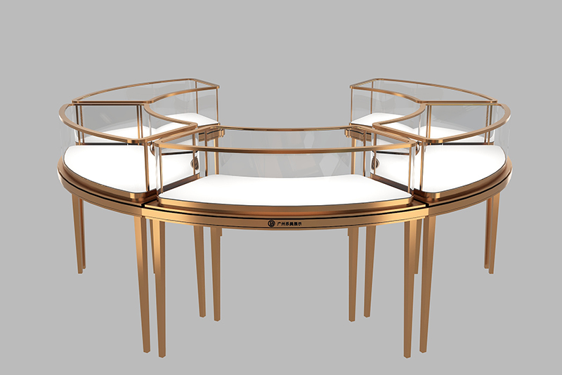 Symmetrical C Type Jewelry Counter Countertop Jewelry Display Illuminated