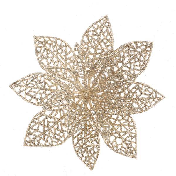 Christmas Day Decoration Christmas Flower 15CM Double Layer Hollow Christmas Tree Decorative Flower Gold Powder Flower