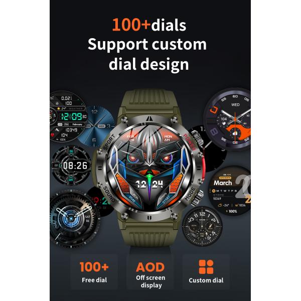 1.43 Inch Round Shape Smart Watch Wireless Charger Recording Waterproof Heart Rate Watch