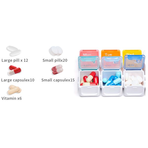 Smart Pill Box,7 Day Pill Organizer,4 Alarm Clocks,AM/PM Automatic Alarm Reminder,Hold Vitamins Fish Oil,Supplements,Travel Pill Or Pillganizer,Suitable For The Elderly, Children, Office Workers