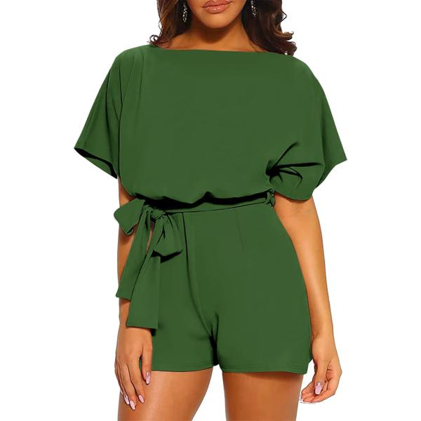 Casual Loose Women Summer Short Pants Solid Color One Piece Women Jumpsuit