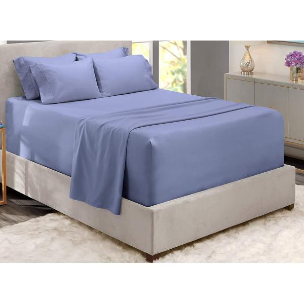 6pcs Soft Brushed 2200 Thread Count Bamboo Fabric Sheet Set NO Filling Machine Washable