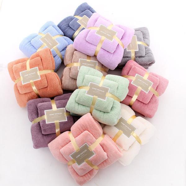 Knitted Microfiber Coral Fleece Bathroom Bath Towel Sets Perfect for Everyone's Needs