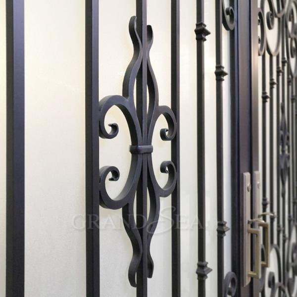French Luxury Wholesale Security Entrance Exterior Front Garage Wrought Iron Door with Double Door Design