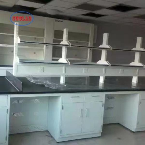 All Steel Chemistry Lab Bench with DTC 16-INCH THREE SECTION SILENT RAIL and Marble Counter Tops