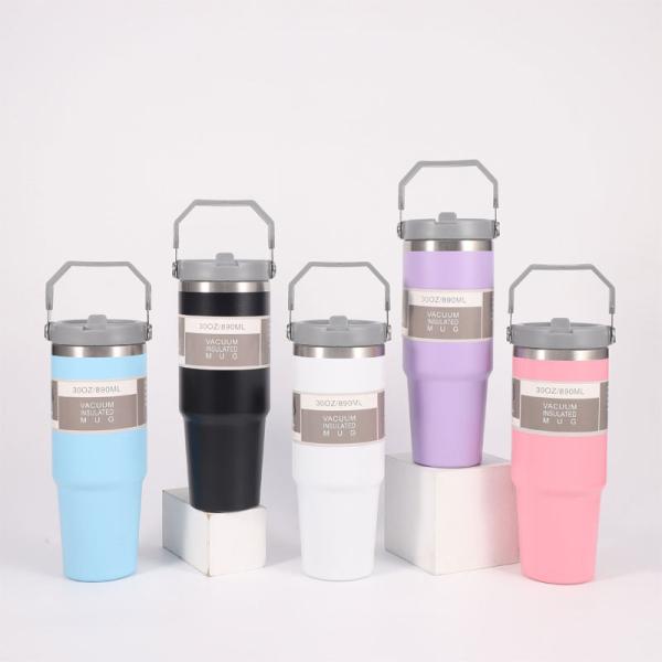 Straw Custom Stainless Steel 30oz Insulated Thermos Cup for Keeping Drinks Cold and Hot