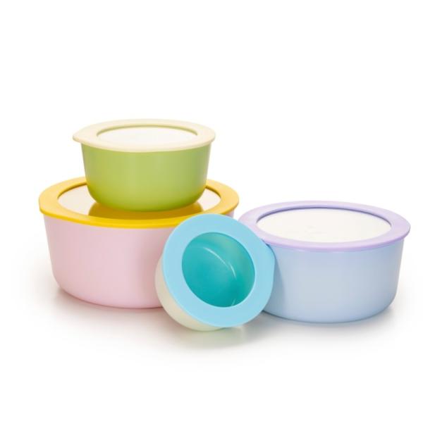 Colorful Non Stick Coating Glass Food Storage With Glass Lids Glass Fruit Storage Containers