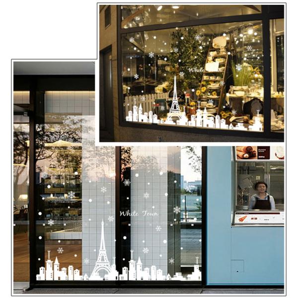 Removable Christmas Window Stickers , Christmas Door Stickers Transferable Glue