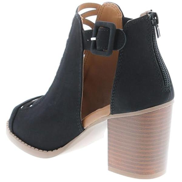 Mid Heel Hallow Women Heeled Shoes TPR Outsole Buckle Fish Mouth Sandals OEM ODM