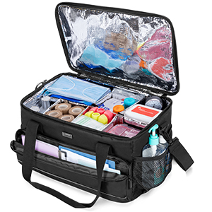 Large Insulated Medical Bag With Adjustable Dividers, Easy Clean Trauma Bag, Medicine Supplies Storage Bag For Home