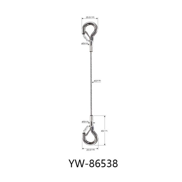 cabo Lanyard With Spring Hook YW86534 da corda de fio de aço do comprimento de 3000mm