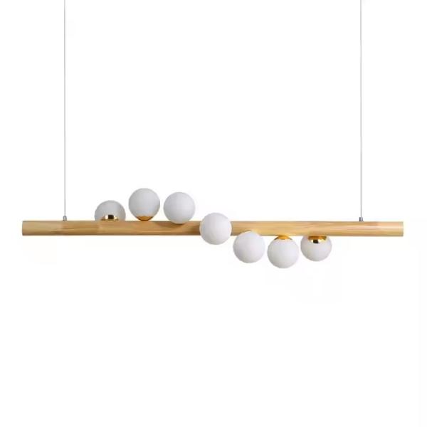 Modern Rustic Decor Linear Hanging Pendant Light Nordic Wood Pendant Light For Dining Room Kitchen Home