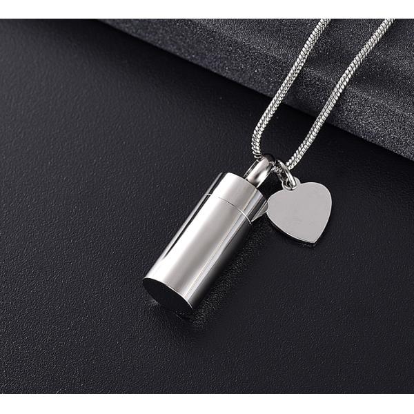Pet Paw Print Cylinder Keepsake Necklace for Dog Cat Ashes Pet Memorial Picture Jewelry