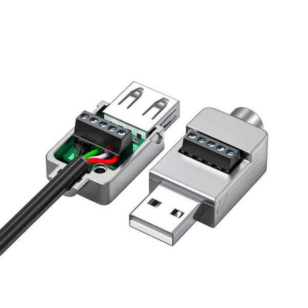 Metal Case USB Male or Female Jack  to 5-pin Screw Terminal Blocks Connector Adapter